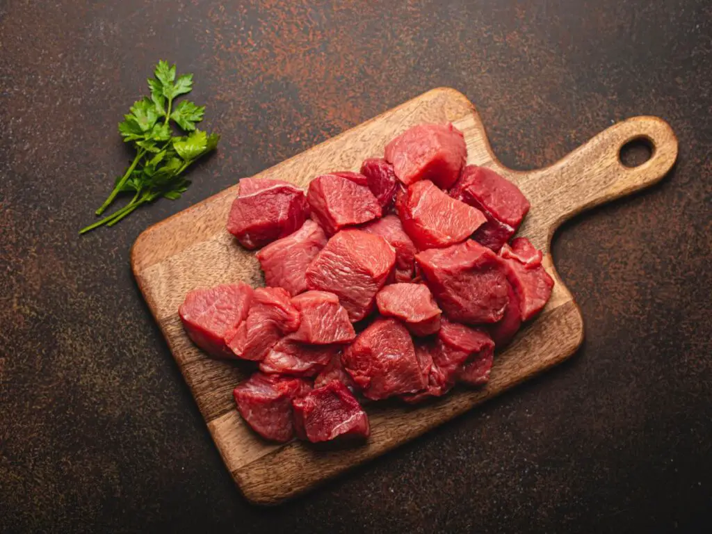 cut your meat into 1-inch cubes